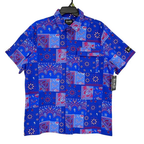 NWT Dogg Supply By Snoop Dogg Mens Set Blue Bandana Stretch Shirt & Shorts Sz XL - Picture 5 of 16